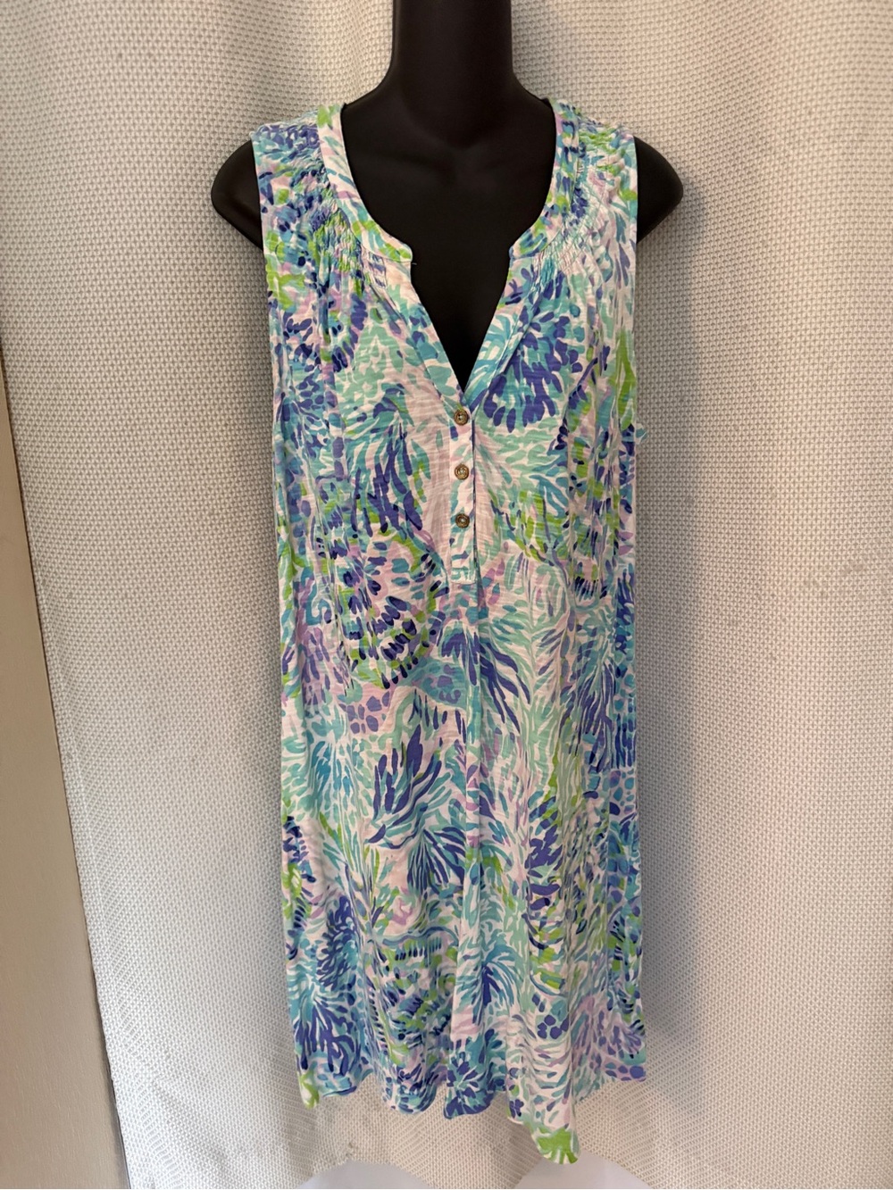 Lilly Pulitzer Sleeveless Tropical Floral Cover-Up in Blue & Green - Picture 2 of 7